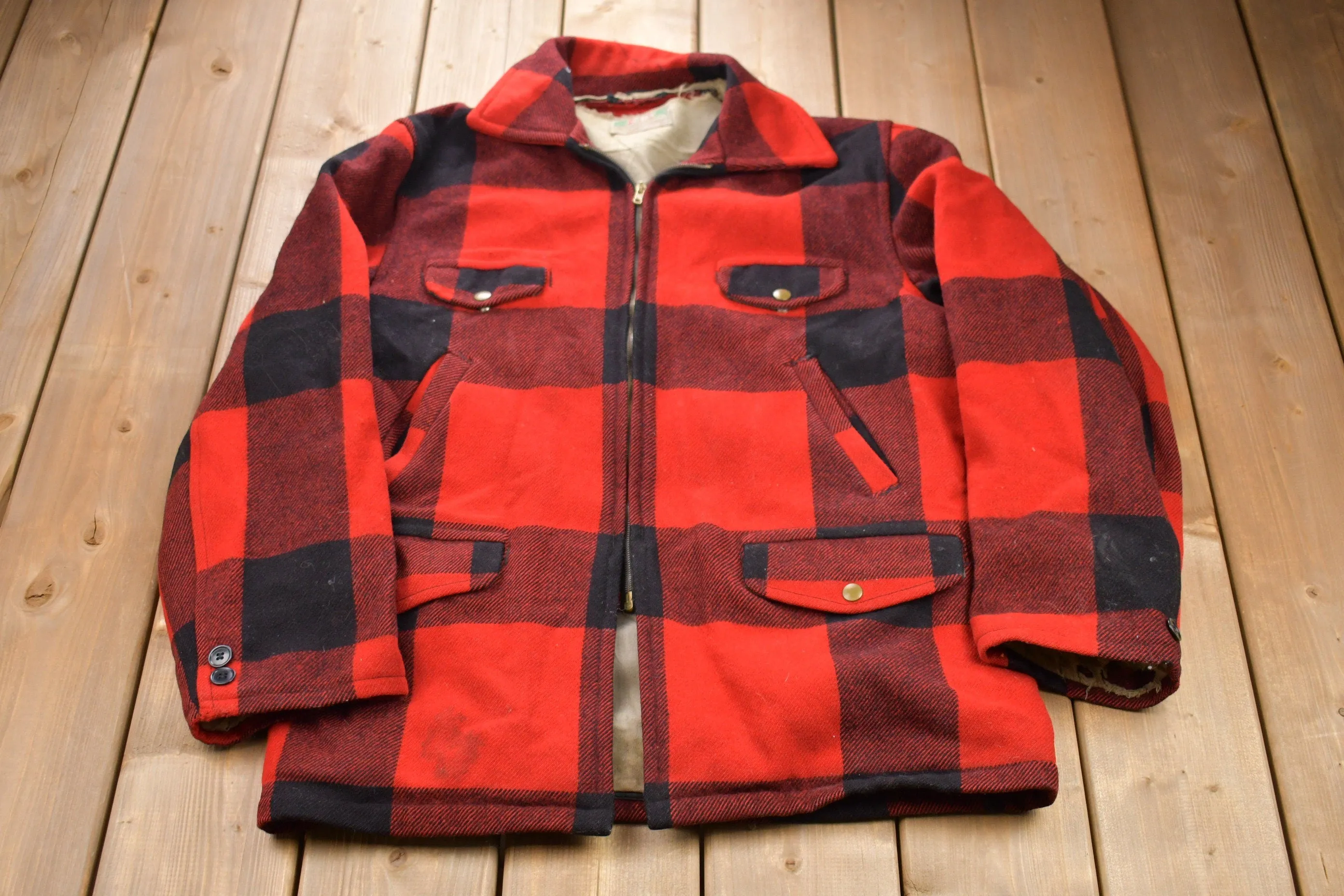 Vintage 1970s 100% Wool Plaid Jacket