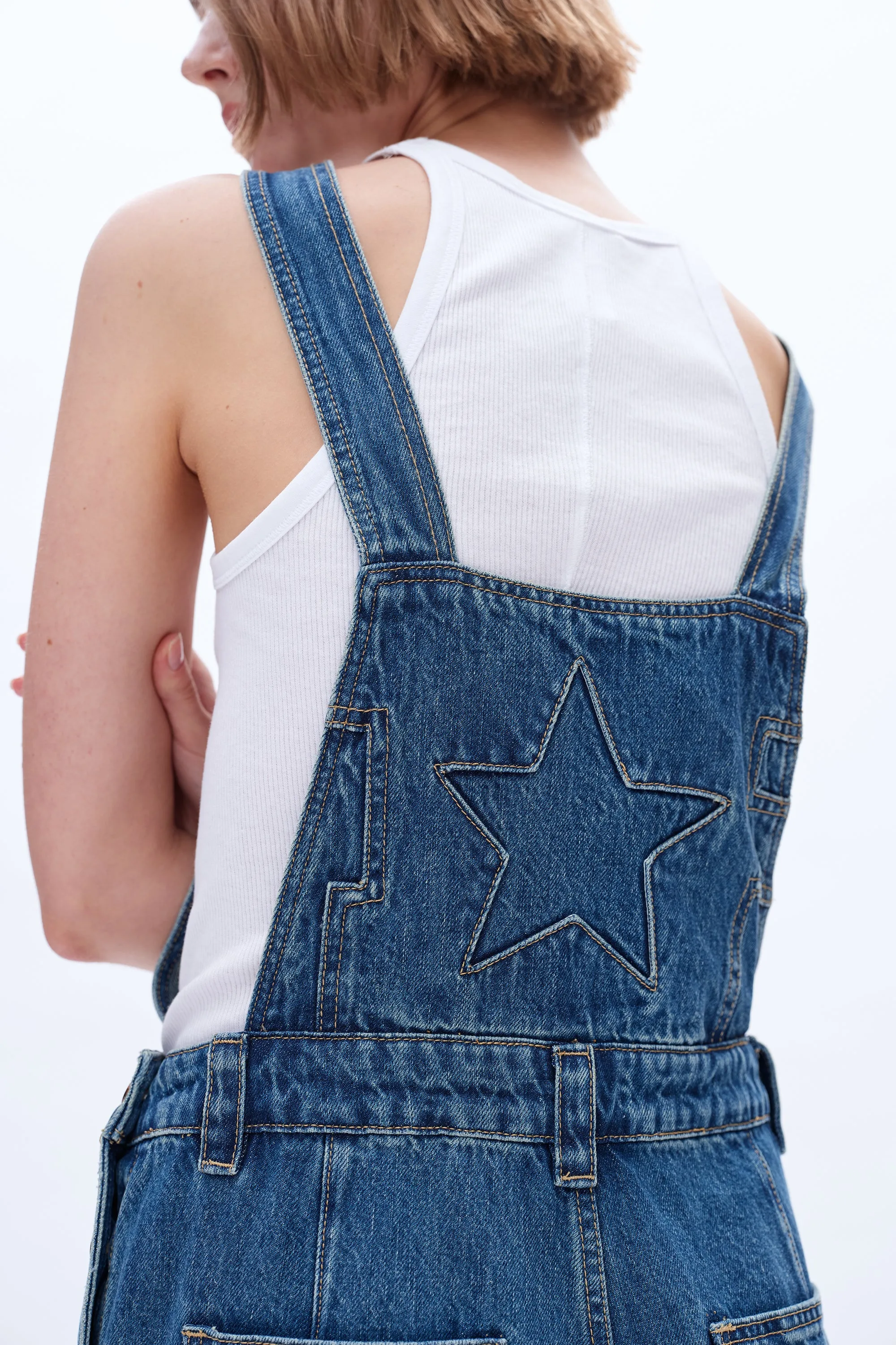 Wide Leg Denim Overalls