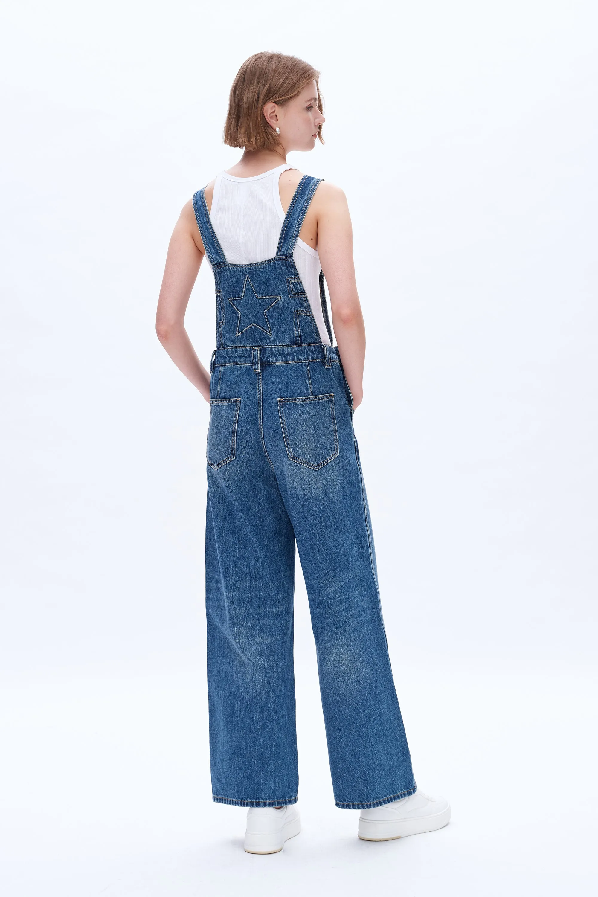 Wide Leg Denim Overalls