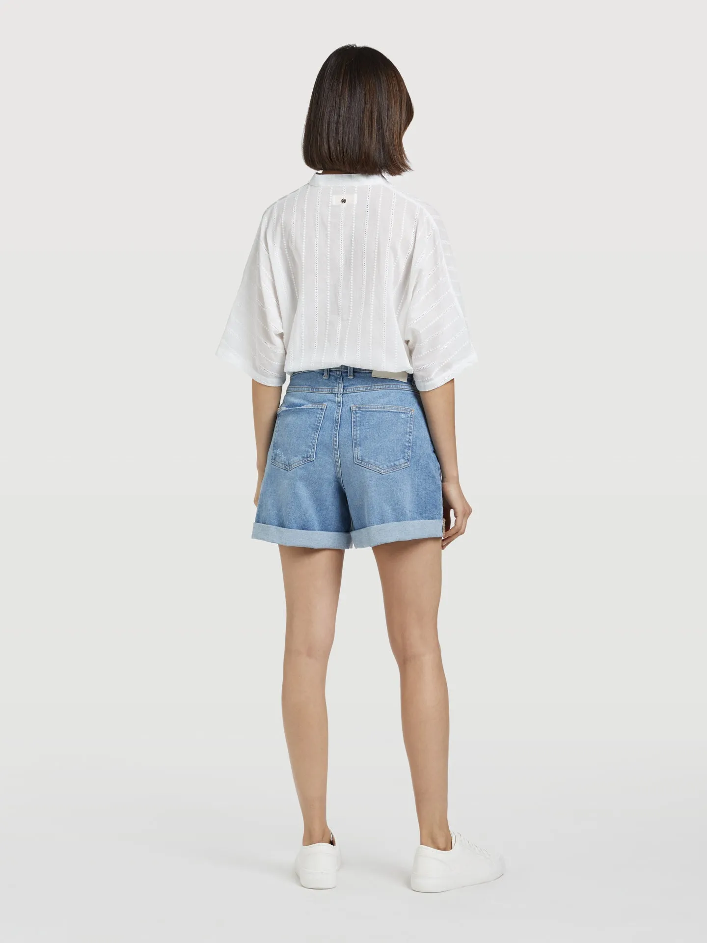 Wide Leg Denim Shorts