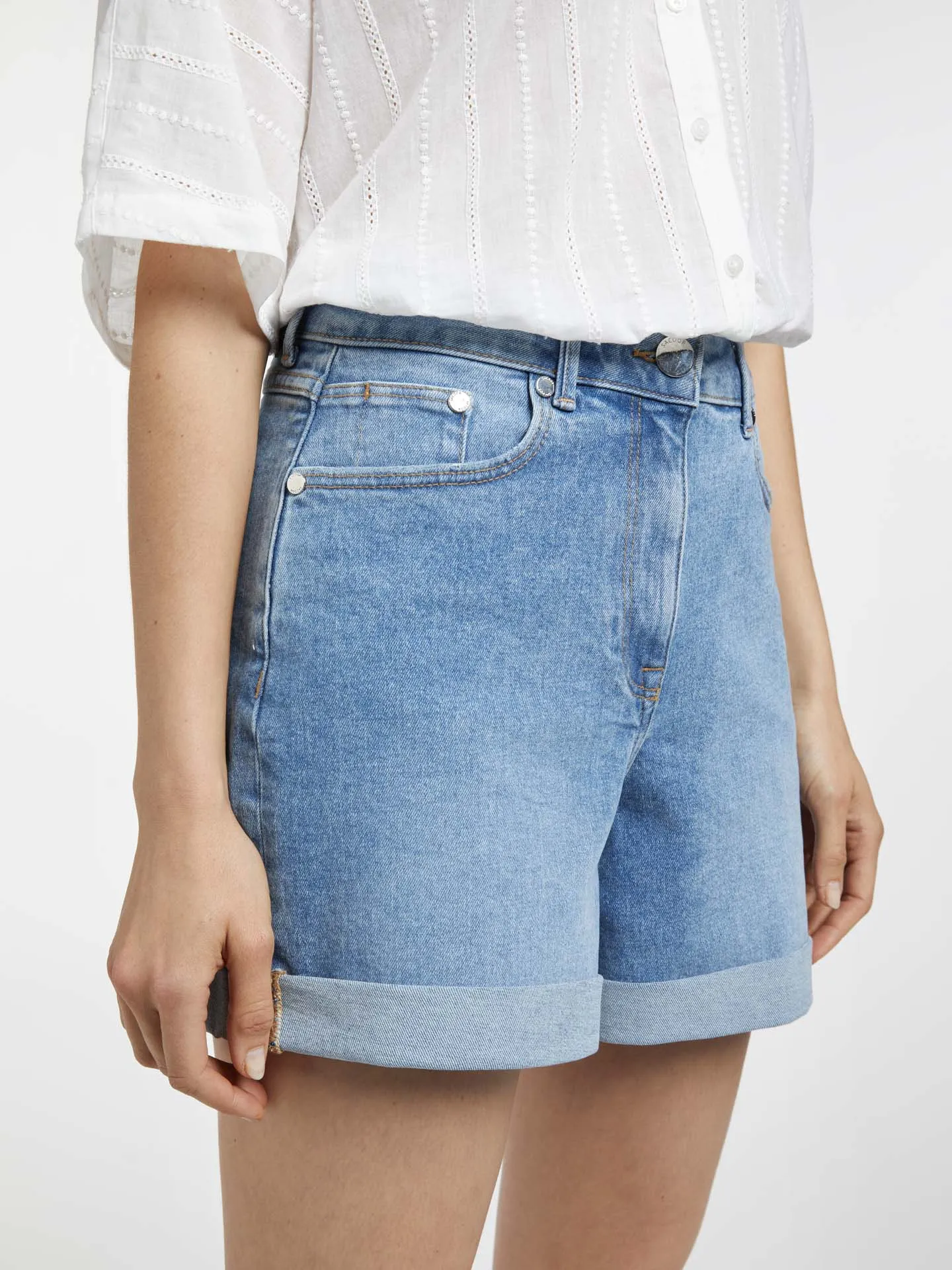 Wide Leg Denim Shorts