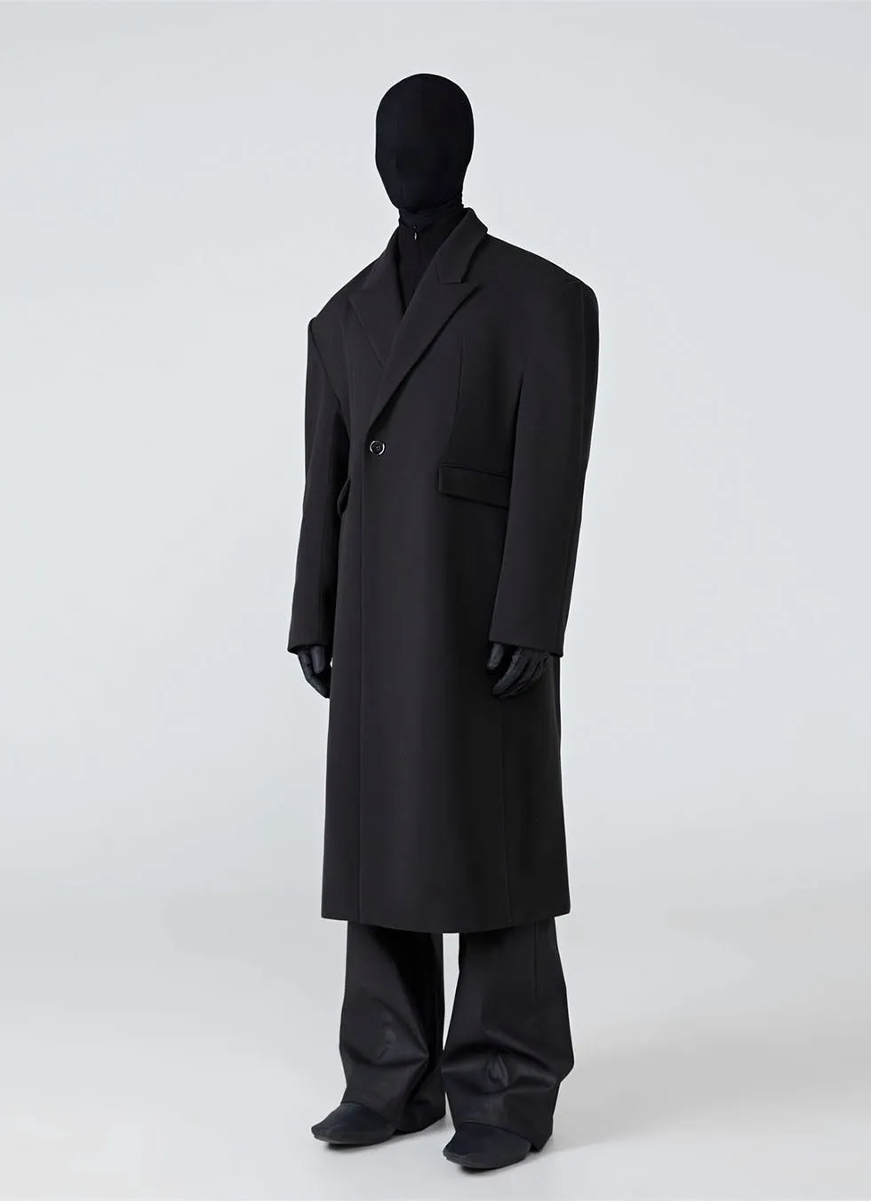 Wide Shoulder Wool Coat