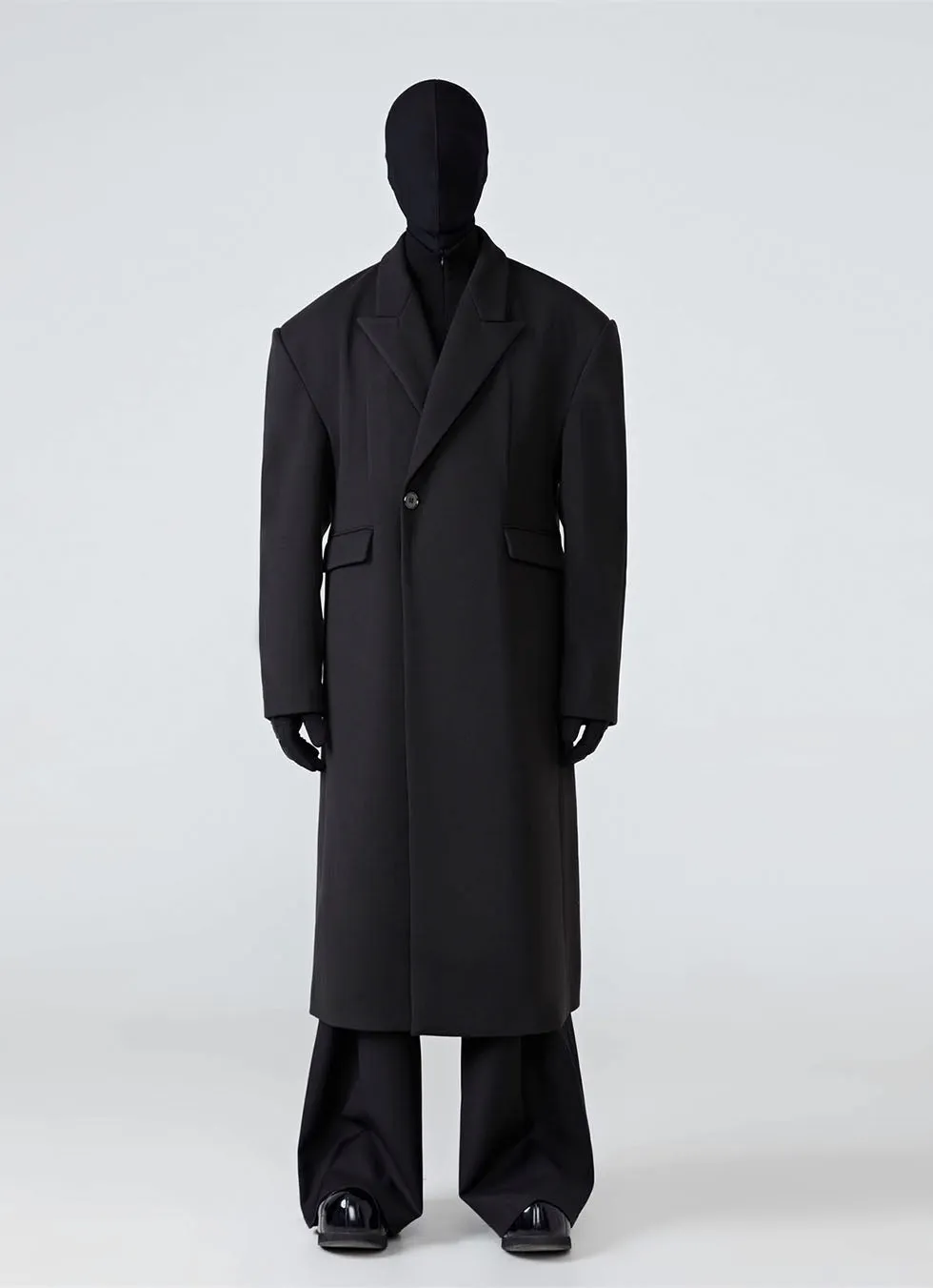 Wide Shoulder Wool Coat