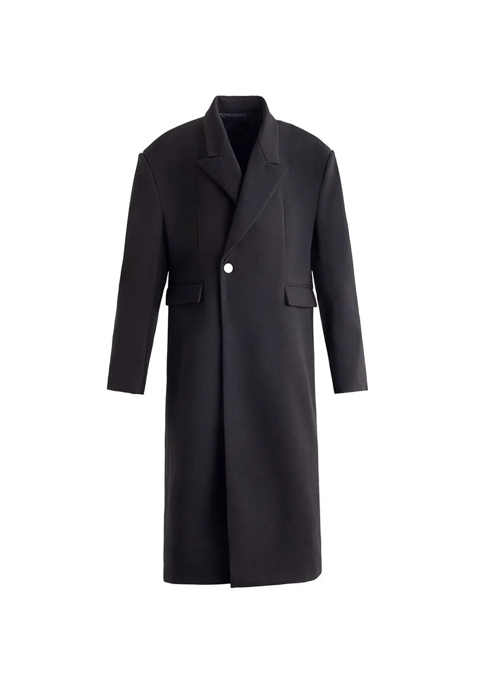 Wide Shoulder Wool Coat