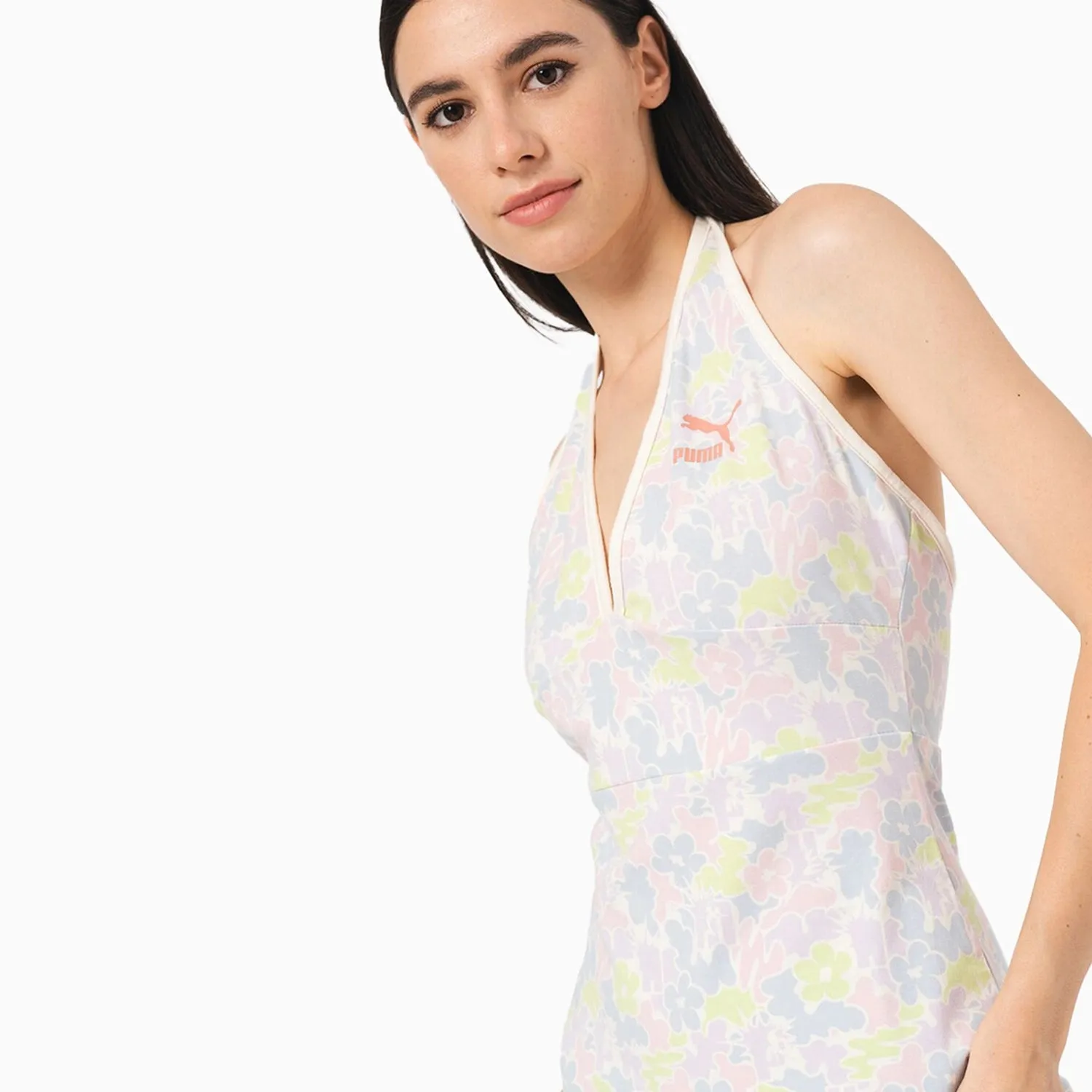 Women's Classic Summer Resort AOP Halterneck Dress