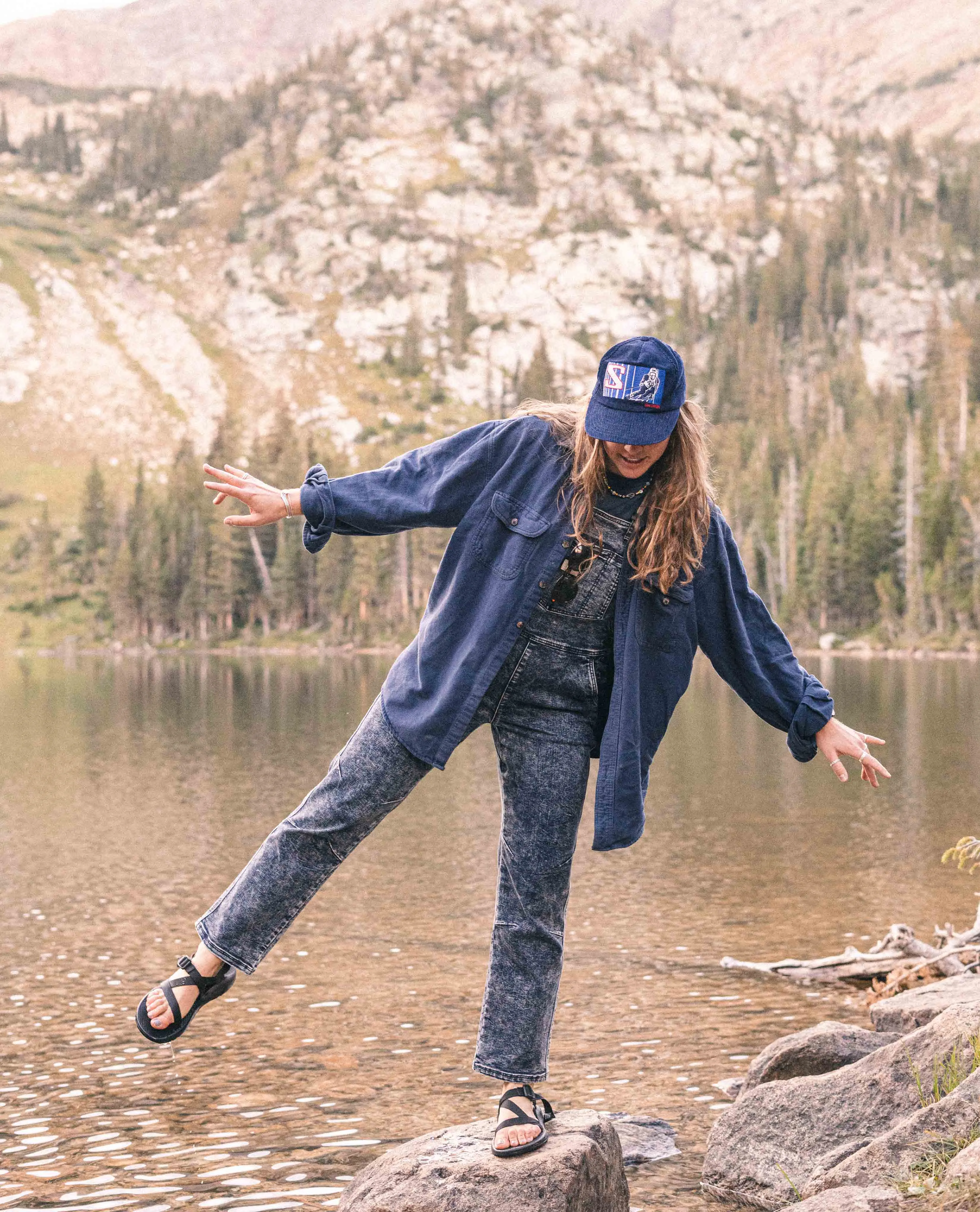 Women's Indigo Marble Overalls