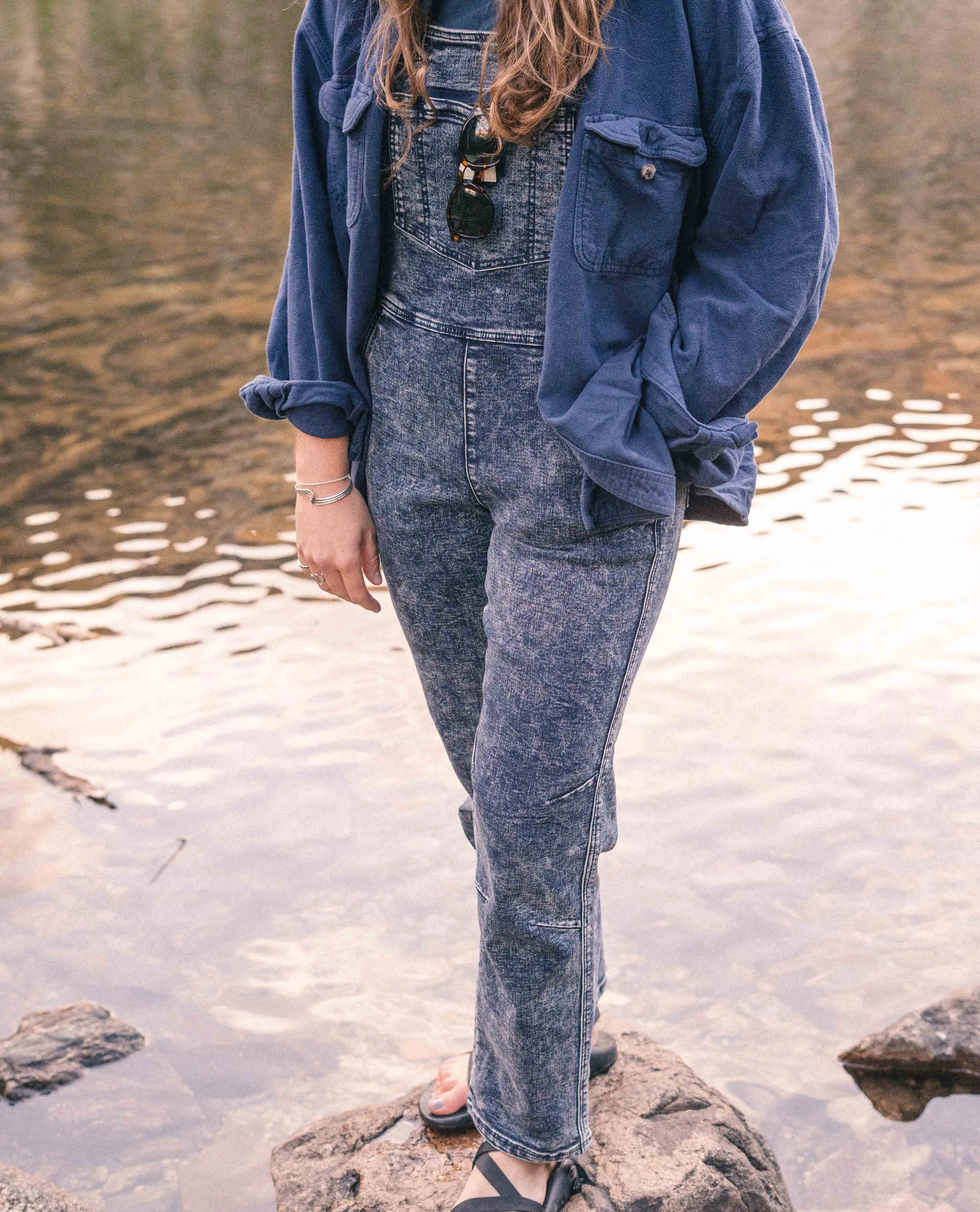 Women's Indigo Marble Overalls