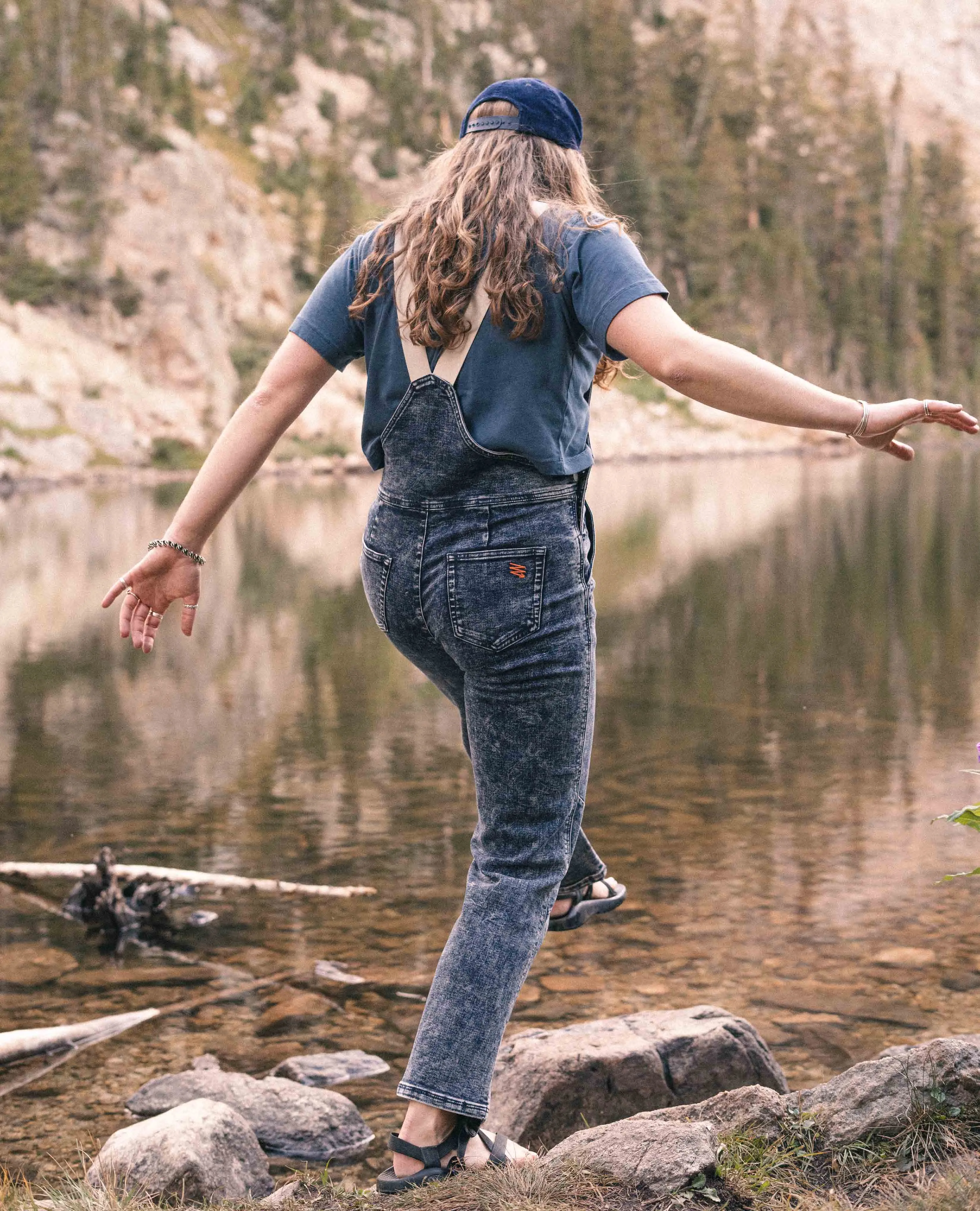 Women's Indigo Marble Overalls