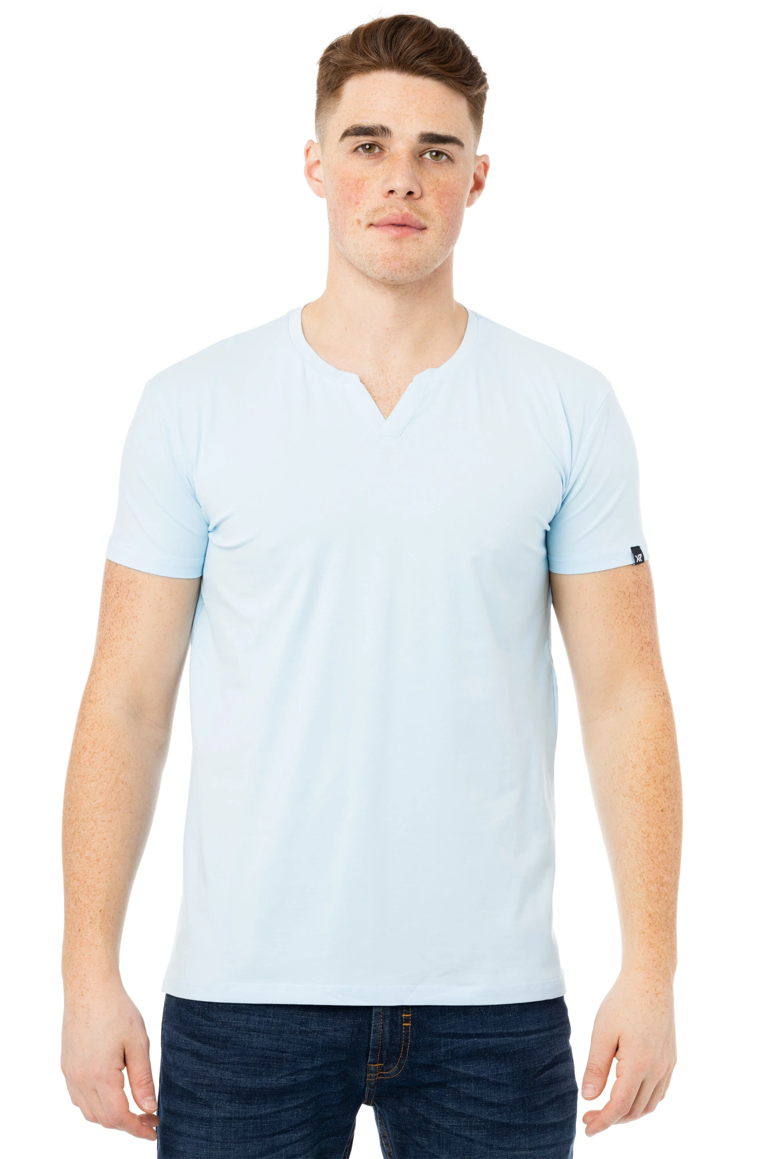 X RAY Men's Basic V-Notch Neck Short Sleeve Split Neck T-Shirtt