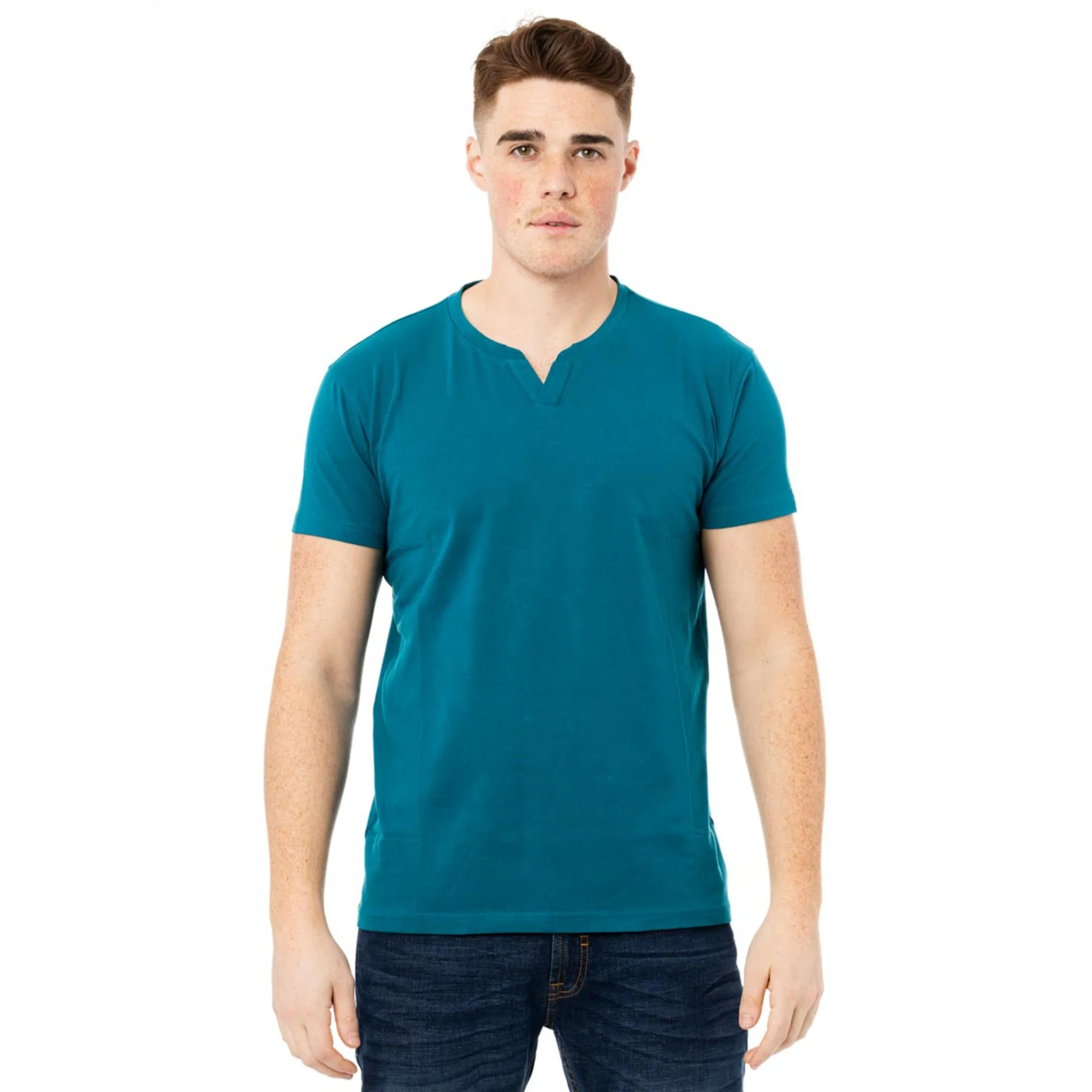 X RAY Men's Basic V-Notch Neck Short Sleeve Split Neck T-Shirtt