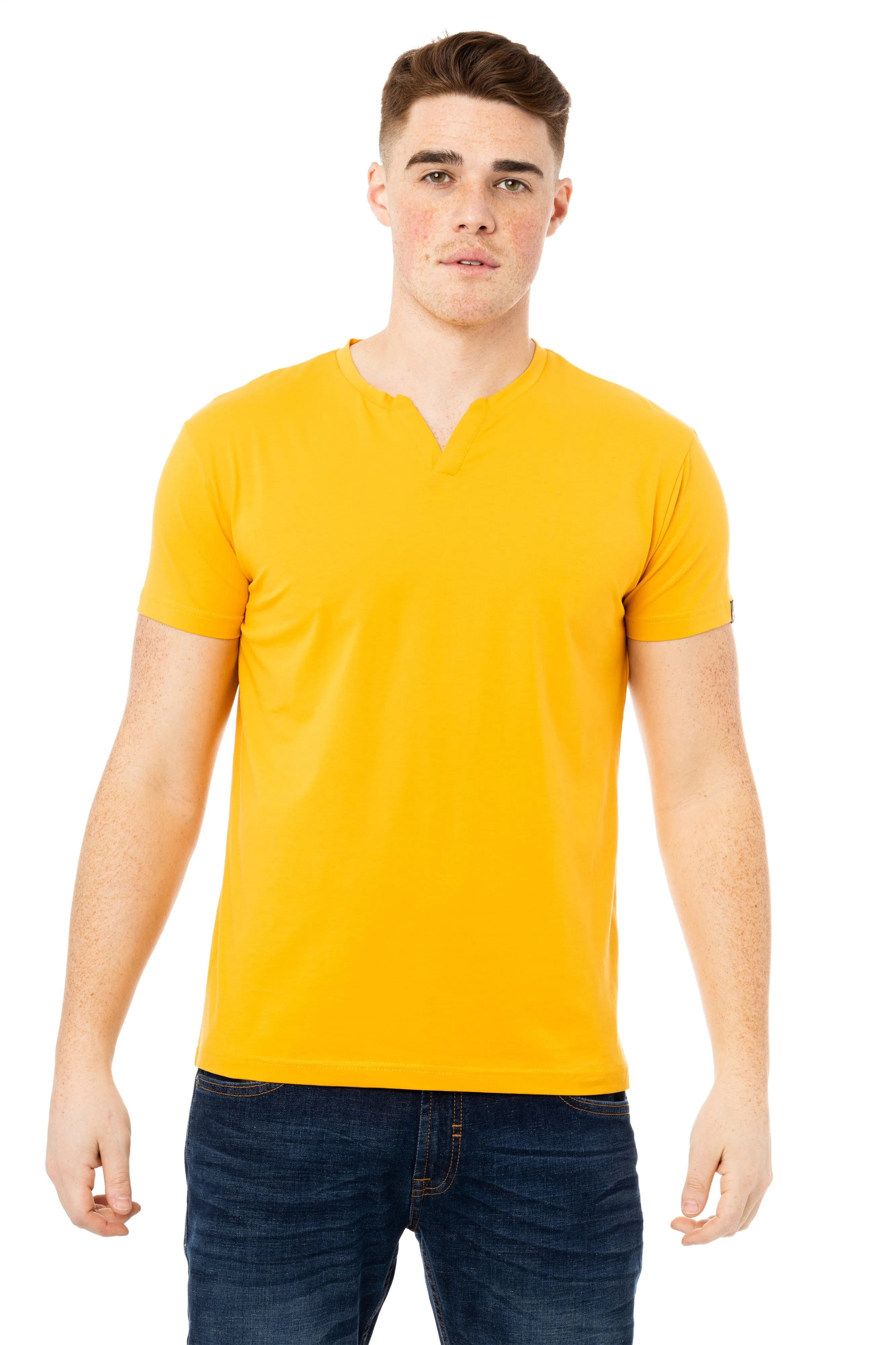 X RAY Men's Basic V-Notch Neck Short Sleeve Split Neck T-Shirtt