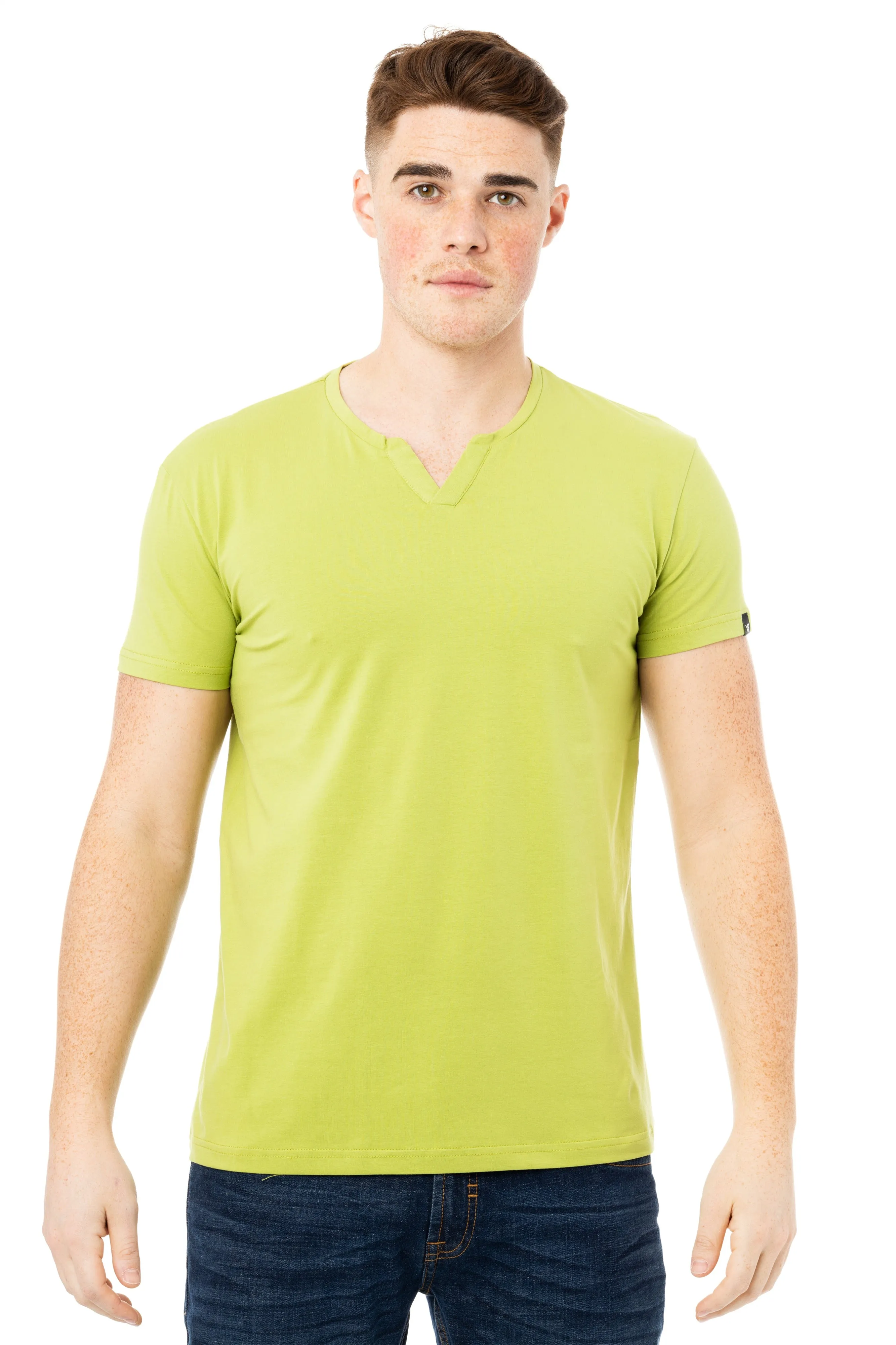 X RAY Men's Basic V-Notch Neck Short Sleeve Split Neck T-Shirtt